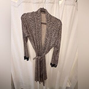 Victoria's Secret Leopard Satin Robe in Taupe and Black